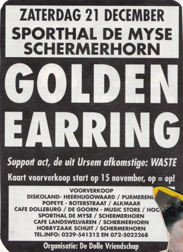 Golden Earring show poster December 21 1996 Schermerhorn - Sporthal de Myze